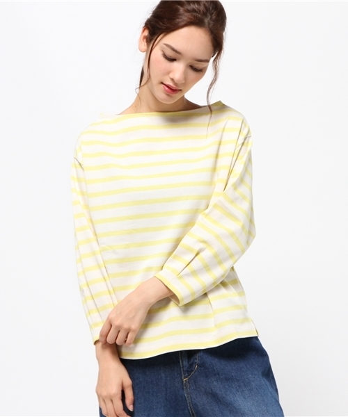 BLACK BY MOUSSY（ブラックバイマウジー）の「Boat neck border tops（Tシャツ/カットソー・レディース・イエロー/グリーン/ブラック・FREE）」の3枚目の写真