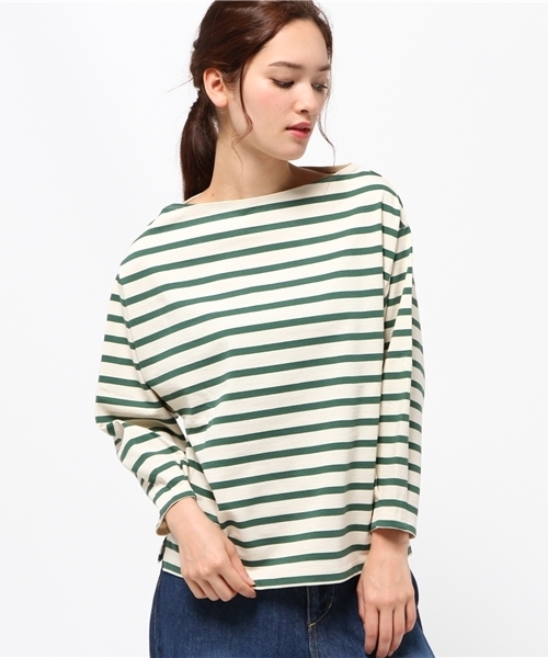 BLACK BY MOUSSY（ブラックバイマウジー）の「Boat neck border tops（Tシャツ/カットソー・レディース・イエロー/グリーン/ブラック・FREE）」の2枚目の写真
