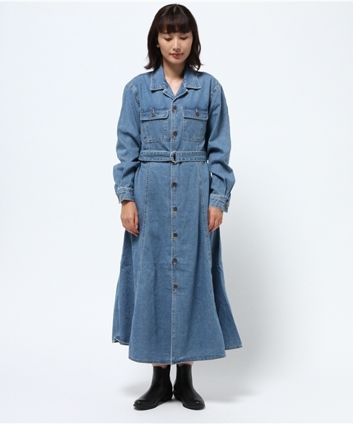 MOUSSY（マウジー）の「LONG DENIM OP（ワンピース・レディース・ブルー・FREE）」の2枚目の写真