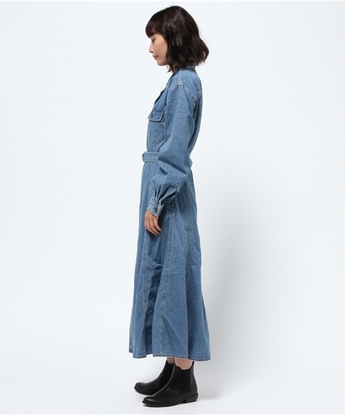 MOUSSY（マウジー）の「LONG DENIM OP（ワンピース・レディース・ブルー・FREE）」の3枚目の写真