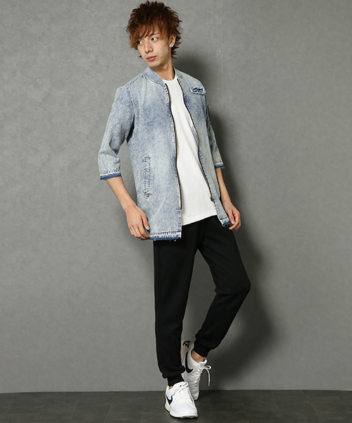 VENCEEXCHANGE（ヴァンスエクスチェンジ）の「デニムロング丈７分袖MA-1（MA-1・メンズ・ブルー/ネイビー・M/L/LARGE/MEDIUM）」の3枚目の写真