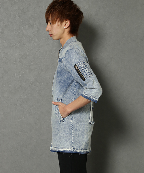 VENCEEXCHANGE（ヴァンスエクスチェンジ）の「デニムロング丈７分袖MA-1（MA-1・メンズ・ブルー/ネイビー・M/L/LARGE/MEDIUM）」の5枚目の写真