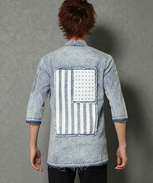 VENCEEXCHANGE（ヴァンスエクスチェンジ）の「デニムロング丈７分袖MA-1（MA-1・メンズ・ブルー/ネイビー・M/L/LARGE/MEDIUM）」の6枚目の写真