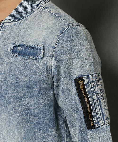 VENCEEXCHANGE（ヴァンスエクスチェンジ）の「デニムロング丈７分袖MA-1（MA-1・メンズ・ブルー/ネイビー・M/L/LARGE/MEDIUM）」の7枚目の写真