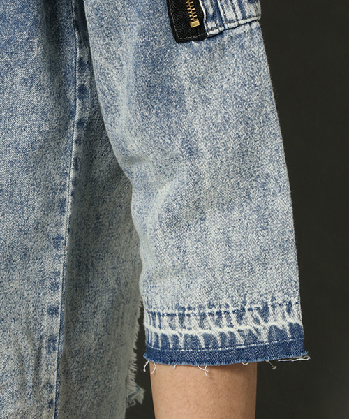 VENCEEXCHANGE（ヴァンスエクスチェンジ）の「デニムロング丈７分袖MA-1（MA-1・メンズ・ブルー/ネイビー・M/L/LARGE/MEDIUM）」の8枚目の写真