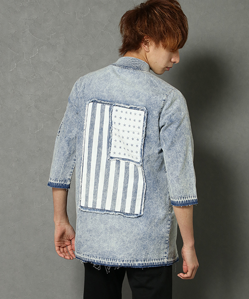 VENCEEXCHANGE（ヴァンスエクスチェンジ）の「デニムロング丈７分袖MA-1（MA-1・メンズ・ブルー/ネイビー・M/L/LARGE/MEDIUM）」の12枚目の写真