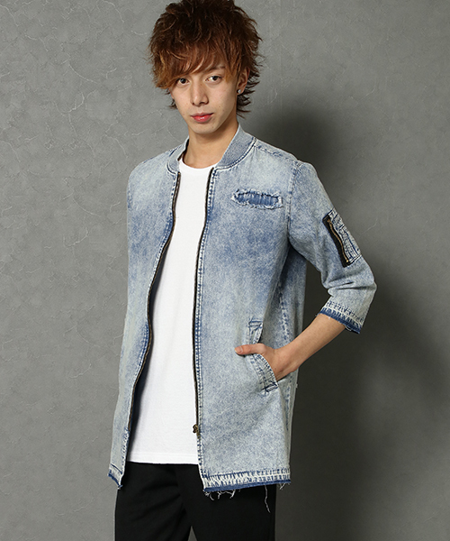 VENCEEXCHANGE（ヴァンスエクスチェンジ）の「デニムロング丈７分袖MA-1（MA-1・メンズ・ブルー/ネイビー・M/L/LARGE/MEDIUM）」の15枚目の写真