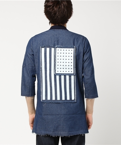 VENCEEXCHANGE（ヴァンスエクスチェンジ）の「デニムロング丈７分袖MA-1（MA-1・メンズ・ブルー/ネイビー・M/L/LARGE/MEDIUM）」の14枚目の写真