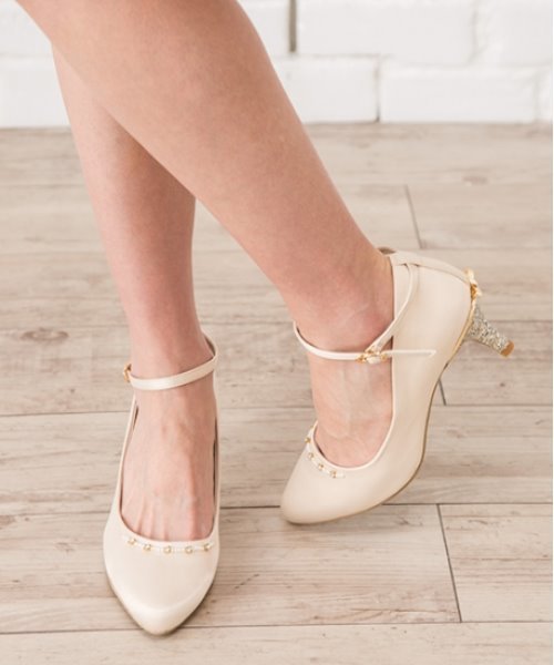 Dorry Doll（ドリードール）の「シャイニースパンコールウェッジソール　パールビジュー使いパンプス（パンプス・レディース・ブラック/ベージュ・L/S/M）」の12枚目の写真