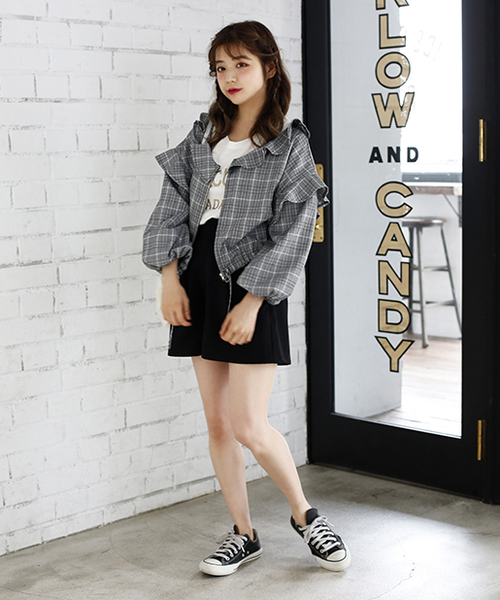one after another NICE CLAUP(ワンアフターアナザーナイスクラップ)の「うしろレースアップパンツ(その他パンツ・レディース・ブラック/ベージュ/チェック・FREE)」の12枚目の写真
