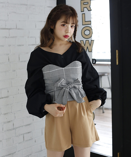 one after another NICE CLAUP(ワンアフターアナザーナイスクラップ)の「うしろレースアップパンツ(その他パンツ・レディース・ブラック/ベージュ/チェック・FREE)」の8枚目の写真
