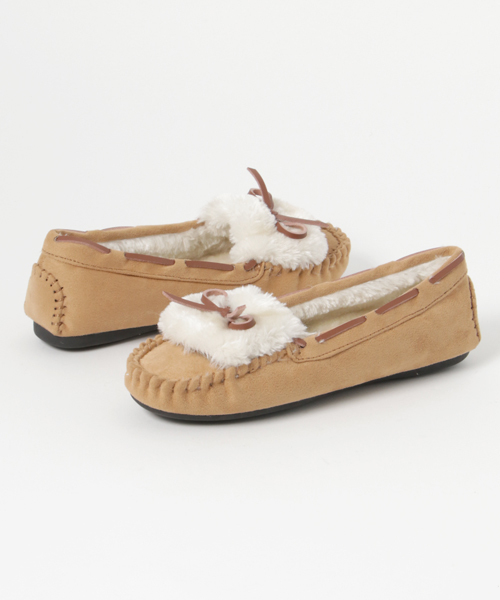 ASZAKKA（アザッカ）の「再び♪ファーモカシン【靴】（モカシン/デッキシューズ・レディース・ブラック/インディゴブルー/グレー/ピンク/キャメル・L/M）」の4枚目の写真