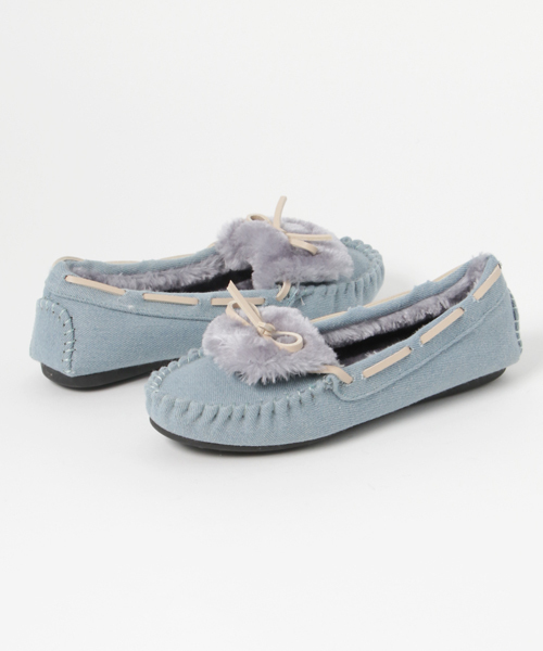 ASZAKKA（アザッカ）の「再び♪ファーモカシン【靴】（モカシン/デッキシューズ・レディース・ブラック/インディゴブルー/グレー/ピンク/キャメル・L/M）」の3枚目の写真