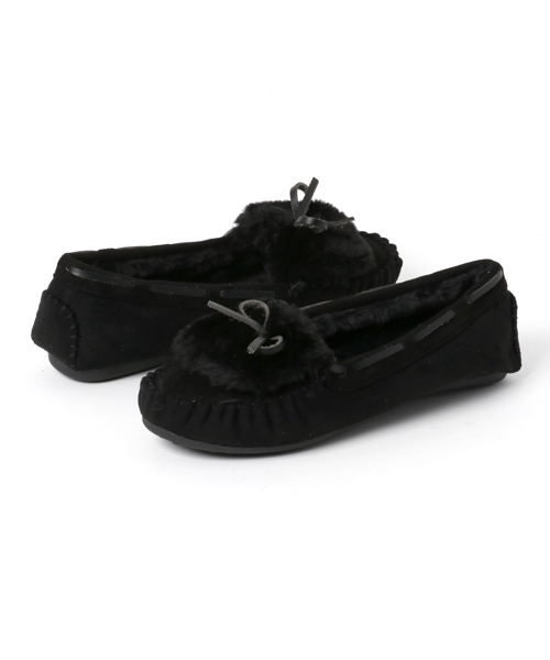 ASZAKKA（アザッカ）の「再び♪ファーモカシン【靴】（モカシン/デッキシューズ・レディース・ブラック/インディゴブルー/グレー/ピンク/キャメル・L/M）」の2枚目の写真