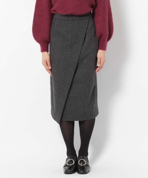 laboratory work（ラボラトリーワーク）の「タイトアシメラップスカート（スカート・レディース・チャコールグレー/ライトグレー/ネイビー・MEDIUM）」の2枚目の写真