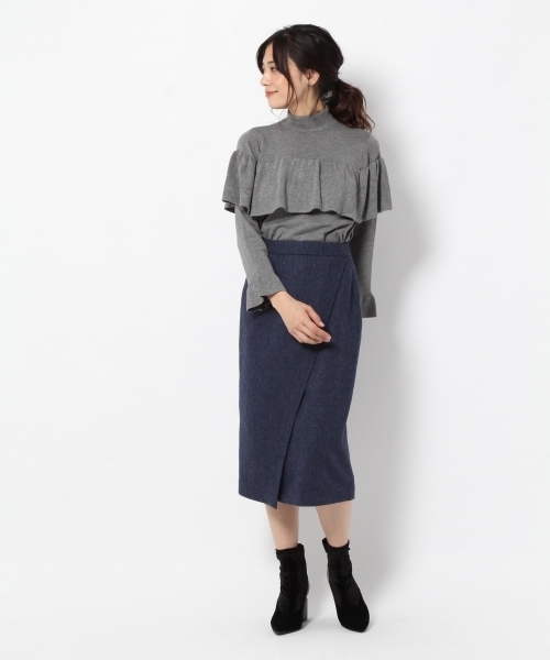 laboratory work（ラボラトリーワーク）の「タイトアシメラップスカート（スカート・レディース・チャコールグレー/ライトグレー/ネイビー・MEDIUM）」の4枚目の写真