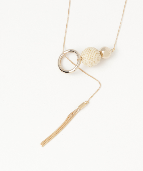 BLISS POINT（ブリスポイント）の「リング&アミボールＹジネックレス/780213（ネックレス・レディース・ベージュ/イエロー・ONE SIZE）」の2枚目の写真