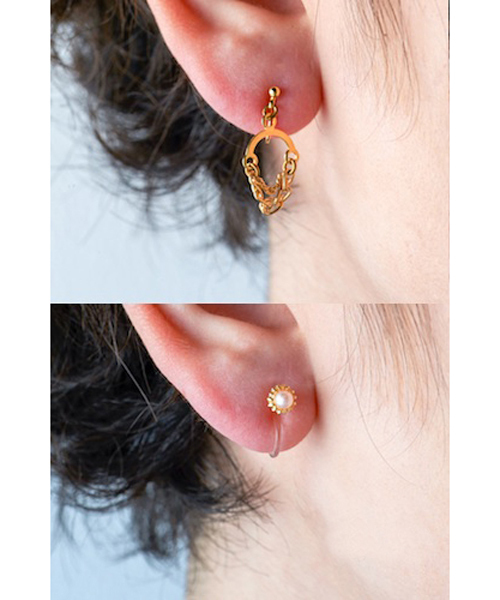TONE SELECT GOODS(トーンセレクトグッズ)の「【fleur by Miho Nakayama】渦巻きチェーンイヤリングセット(イヤリング・レディース・ピンク/ミント/イエロー系その他/グリーン系その他・FREE)」の1枚目の写真