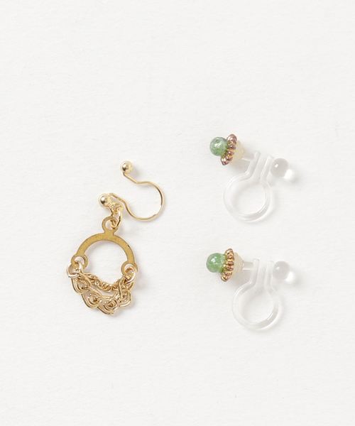TONE SELECT GOODS(トーンセレクトグッズ)の「【fleur by Miho Nakayama】渦巻きチェーンイヤリングセット(イヤリング・レディース・ピンク/ミント/イエロー系その他/グリーン系その他・FREE)」の3枚目の写真