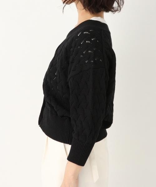 A part by（アパートバイ）の「7GCスカシガラVカーディガン7S 786477 （カーディガン/ボレロ・レディース・ホワイト/ライトグリーン/ブラック・FREE）」の11枚目の写真