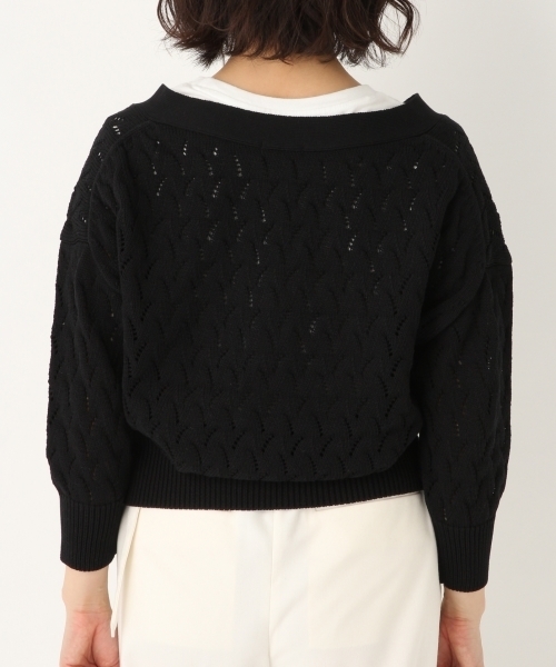 A part by（アパートバイ）の「7GCスカシガラVカーディガン7S 786477 （カーディガン/ボレロ・レディース・ホワイト/ライトグリーン/ブラック・FREE）」の4枚目の写真