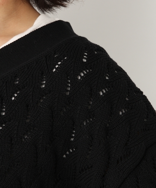 A part by（アパートバイ）の「7GCスカシガラVカーディガン7S 786477 （カーディガン/ボレロ・レディース・ホワイト/ライトグリーン/ブラック・FREE）」の12枚目の写真