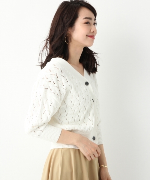 A part by（アパートバイ）の「7GCスカシガラVカーディガン7S 786477 （カーディガン/ボレロ・レディース・ホワイト/ライトグリーン/ブラック・FREE）」の16枚目の写真