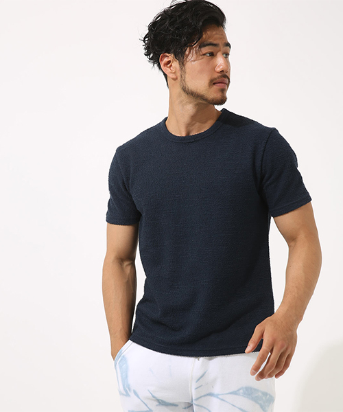 AZUL by moussy（アズールバイマウジー）の「ジャガードパイルクルーネック半袖T（Tシャツ/カットソー・メンズ・ネイビー/ブラック/ホワイト・SMALL/MEDIUM/LARGE/X-LARGE/X-SMALL）」の5枚目の写真