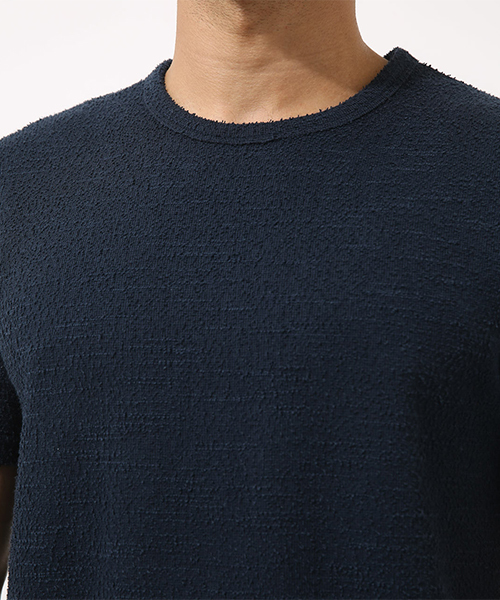 AZUL by moussy（アズールバイマウジー）の「ジャガードパイルクルーネック半袖T（Tシャツ/カットソー・メンズ・ネイビー/ブラック/ホワイト・SMALL/MEDIUM/LARGE/X-LARGE/X-SMALL）」の10枚目の写真