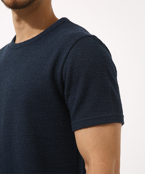AZUL by moussy（アズールバイマウジー）の「ジャガードパイルクルーネック半袖T（Tシャツ/カットソー・メンズ・ネイビー/ブラック/ホワイト・SMALL/MEDIUM/LARGE/X-LARGE/X-SMALL）」の11枚目の写真