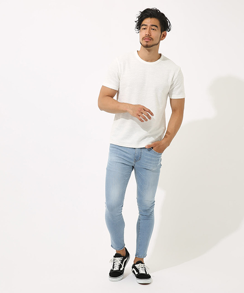 AZUL by moussy（アズールバイマウジー）の「ジャガードパイルクルーネック半袖T（Tシャツ/カットソー・メンズ・ネイビー/ブラック/ホワイト・SMALL/MEDIUM/LARGE/X-LARGE/X-SMALL）」の22枚目の写真