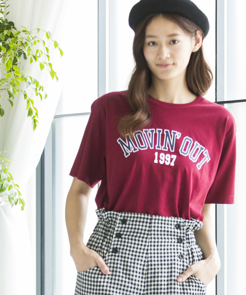 WEGO(ウィゴー)の「WEGO/カレッジロゴプリントTシャツ(Tシャツ/カットソー・レディース・ワイン/ピンク/マスタード/グリーン・FREE)」の4枚目の写真