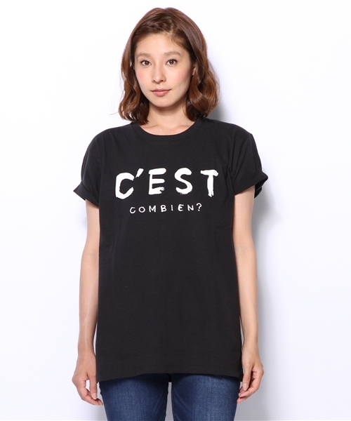 WEGO（ウィゴー）の「WEGO/ロールアップシンプルロゴTee（S）（Tシャツ/カットソー・レディース・ホワイト/ブラック・FREE）」の3枚目の写真