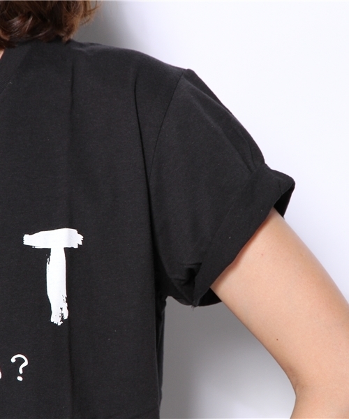 WEGO（ウィゴー）の「WEGO/ロールアップシンプルロゴTee（S）（Tシャツ/カットソー・レディース・ホワイト/ブラック・FREE）」の7枚目の写真