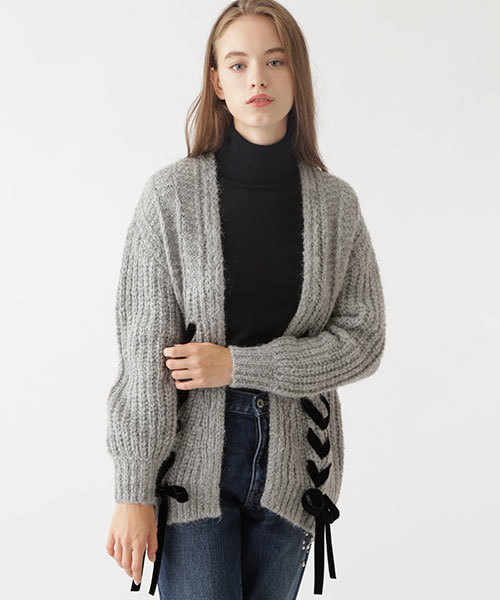 JILL STUART（ジルスチュアート）の「◆ヴァレリーローゲージカーディガン（カーディガン/ボレロ・レディース・グレー/ピンク・FREE）」の2枚目の写真