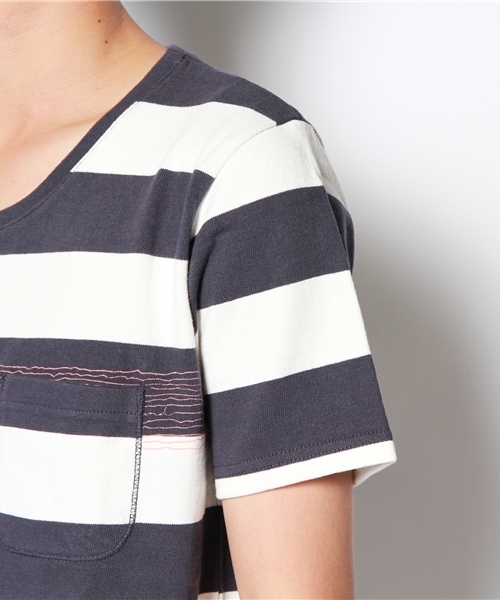 R.NEWBOLD(アールニューボールド)の「BORDER CS/SS./235508(Tシャツ/カットソー・メンズ・グレー/ネイビー・SMALL/MEDIUM/LARGE/X-LARGE)」の6枚目の写真