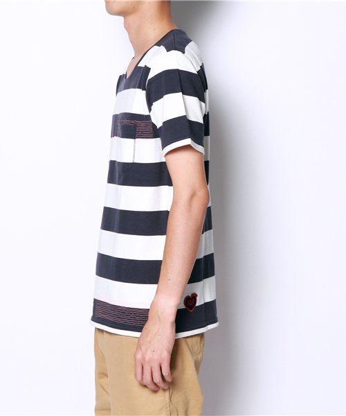 R.NEWBOLD(アールニューボールド)の「BORDER CS/SS./235508(Tシャツ/カットソー・メンズ・グレー/ネイビー・SMALL/MEDIUM/LARGE/X-LARGE)」の16枚目の写真