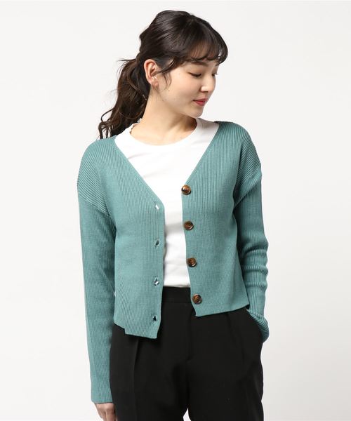 one after another NICE CLAUP（ワンアフターアナザーナイスクラップ）の「シンプルリブカーディガン（カーディガン/ボレロ・レディース・オフホワイト/ベージュ/グリーン/ライトグリーン・FREE）」の13枚目の写真