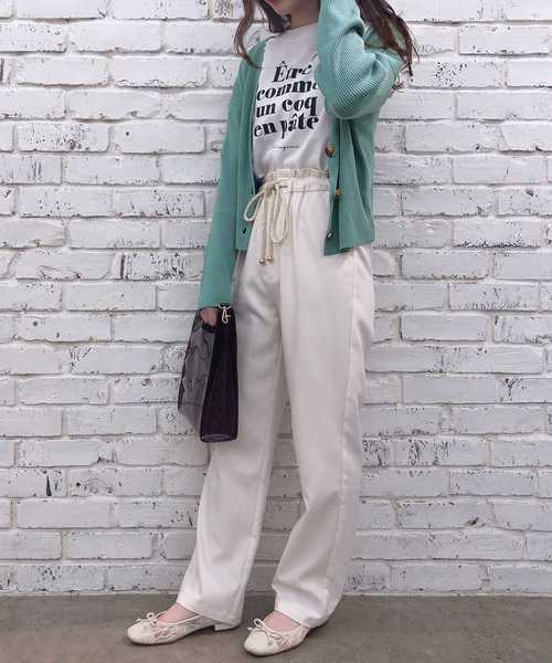 one after another NICE CLAUP（ワンアフターアナザーナイスクラップ）の「シンプルリブカーディガン（カーディガン/ボレロ・レディース・オフホワイト/ベージュ/グリーン/ライトグリーン・FREE）」の12枚目の写真