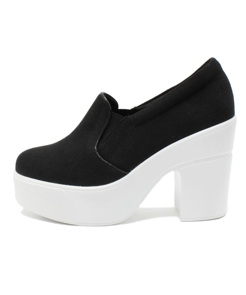 WEGO（ウィゴー）の「WEGO/厚底ヒールスリッポン（スニーカー・レディース・ホワイト/ブラック/その他1・23.5/24.5）」の4枚目の写真