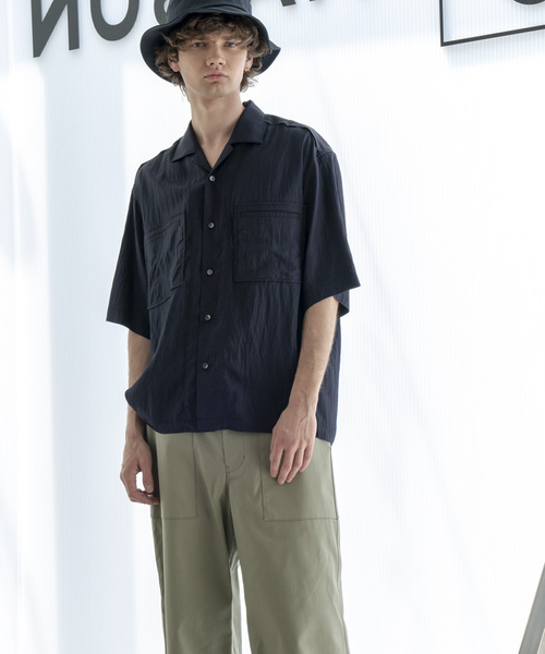 MAISON SPECIAL（メゾンスペシャル）の「ユーティリティポケットオープンカラーシャツ【MAISON SPECIAL/メゾンスペシャル】（シャツ/ブラウス・メンズ・ネイビー/ピンク・44/46/48）」の12枚目の写真