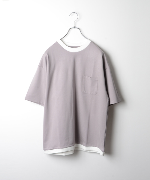 MORGAN HOMME(モルガンオム)の「カラーネックオーバーT(Tシャツ/カットソー)」|グレー