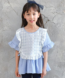 Bee des Bee | ストライプ×レースブラウス(シャツ/ブラウス)