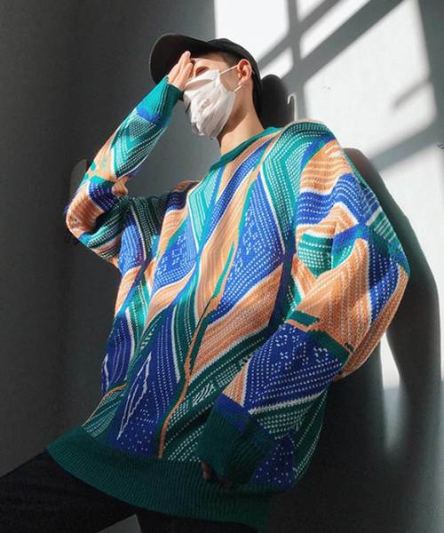 MGV（エムジーヴィー）の「【MGV】サイケ柄オーバーサイズニット