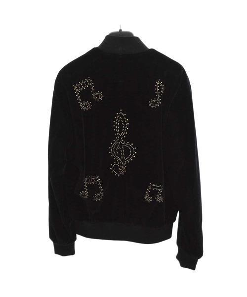 SAINT LAURENT 音符刺繍 ブルゾン ブランド古着】音符モチーフストーン刺繍ベロアブルゾン（ブルゾン