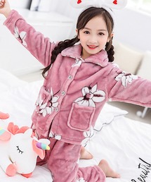 DAY CLOSET | キッズ もこもこボア総柄オーバーサイズルームウェア セットアップ 冬(ルームウェア/パジャマ)