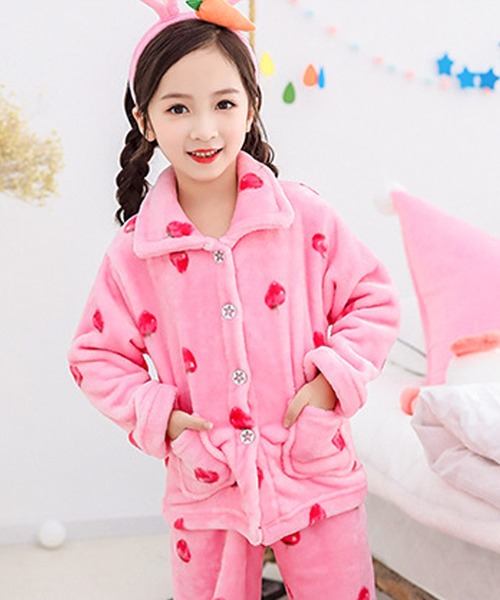 キッズ もこもこボア総柄オーバーサイズルームウェア セットアップ 冬