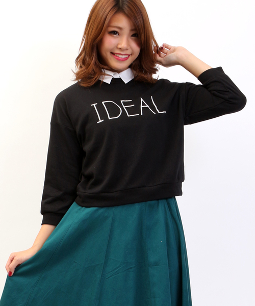 WEGO(ウィゴー)の「WEGO/衿付き7分袖刺繍スウェット(スウェット・レディース・オフホワイト/ブラック/杢グレー/ネイビー・FREE)」の21枚目の写真