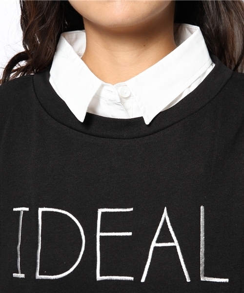 WEGO(ウィゴー)の「WEGO/衿付き7分袖刺繍スウェット(スウェット・レディース・オフホワイト/ブラック/杢グレー/ネイビー・FREE)」の8枚目の写真