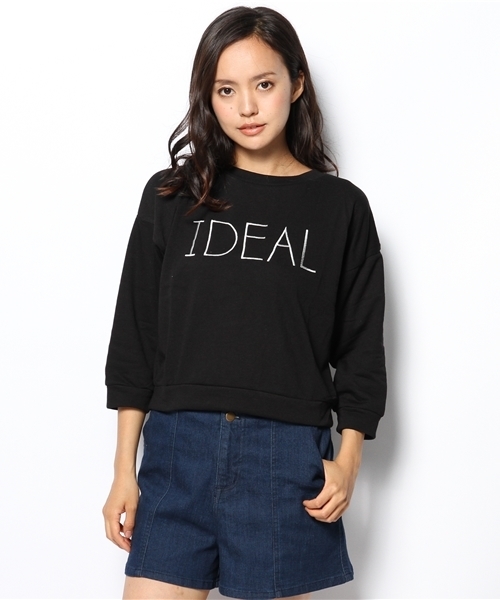 WEGO(ウィゴー)の「WEGO/衿付き7分袖刺繍スウェット(スウェット・レディース・オフホワイト/ブラック/杢グレー/ネイビー・FREE)」の12枚目の写真